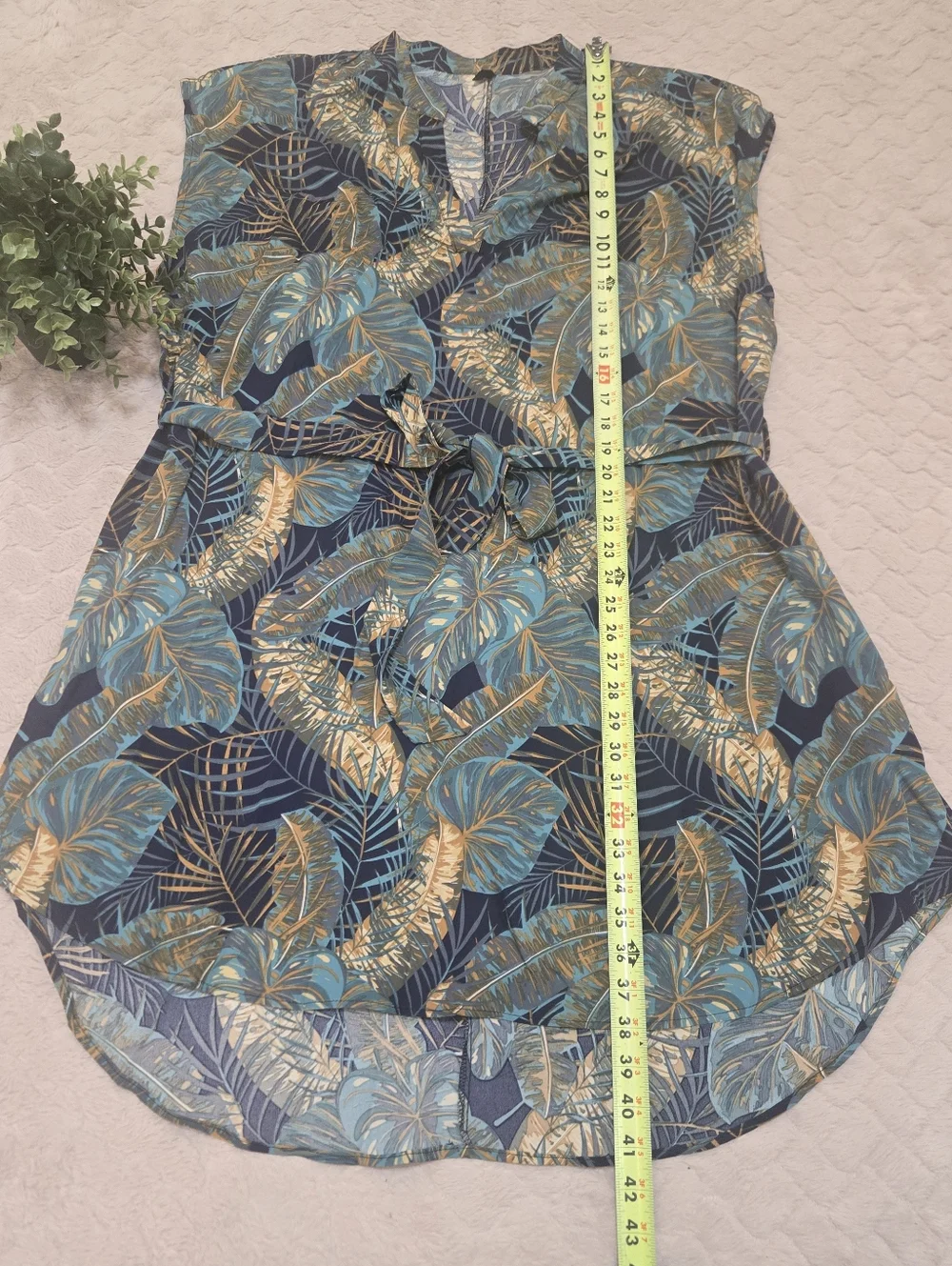 SHEIN Curve Tropical Print Travachic Resort Short Sleeve Belted Dress, Size 3X - Picture 4 of 7